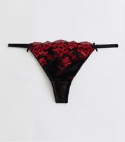 New Look Red Floral Embroidered Thong